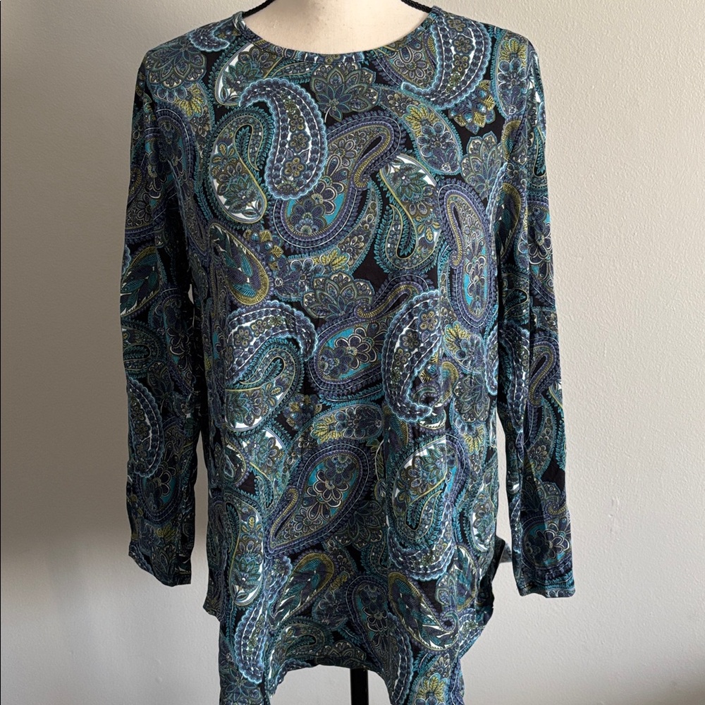 NWT J. Jill Paisley Blouse, XL Petite